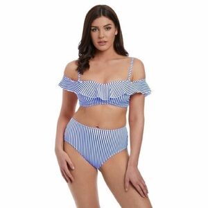 Freya Blue and White Striped Bikini Set with Ruffle Top